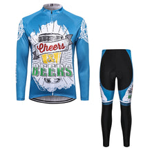 Load image into Gallery viewer, Thriller Rider Sports Bicycle Clothing Mens Cycling Jersey Long Sleeve and Trousers Kit(Cheers &amp; Beers)
