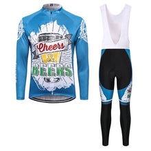 Load image into Gallery viewer, Thriller Rider Sports Bicycle Clothing Mens Cycling Jersey Long Sleeve and Bib Trousers Kit(Cheers &amp; Beers)
