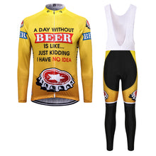 Load image into Gallery viewer, Thriller Rider Sports Bicycle Clothing Mens Cycling Jersey Long Sleeve and Bib Trousers Kit(Beer Cap)
