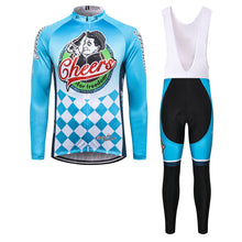 Load image into Gallery viewer, Thriller Rider Sports Bicycle Clothing Mens Cycling Jersey Long Sleeve and Bib Trousers Kit(Cheers for Freedom)
