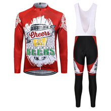 Load image into Gallery viewer, Thriller Rider Sports Bicycle Clothing Mens Cycling Jersey Long Sleeve and Bib Trousers Kit(Cheers &amp; Beers)
