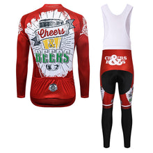 Load image into Gallery viewer, Thriller Rider Sports Bicycle Clothing Mens Cycling Jersey Long Sleeve and Bib Trousers Kit(Cheers &amp; Beers)
