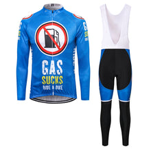 Load image into Gallery viewer, Thriller Rider Sports Bicycle Clothing Mens Cycling Jersey Long Sleeve and Bib Trousers Kit(Gas Sucks Ride a Bike)
