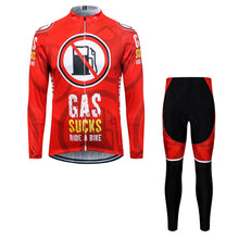 Load image into Gallery viewer, Thriller Rider Sports Bicycle Clothing Mens Cycling Jersey Long Sleeve and Trousers Kit(Gas Sucks Ride a Bike)
