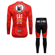 Load image into Gallery viewer, Thriller Rider Sports Bicycle Clothing Mens Cycling Jersey Long Sleeve and Trousers Kit(Gas Sucks Ride a Bike)
