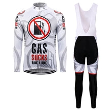 Load image into Gallery viewer, Thriller Rider Sports Bicycle Clothing Mens Cycling Jersey Long Sleeve and Bib Trousers Kit(Gas Sucks Ride a Bike)
