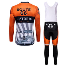 Load image into Gallery viewer, Thriller Rider Sports Bicycle Clothing Mens Cycling Jersey Long Sleeve and Bib Trousers Kit(Route 66)
