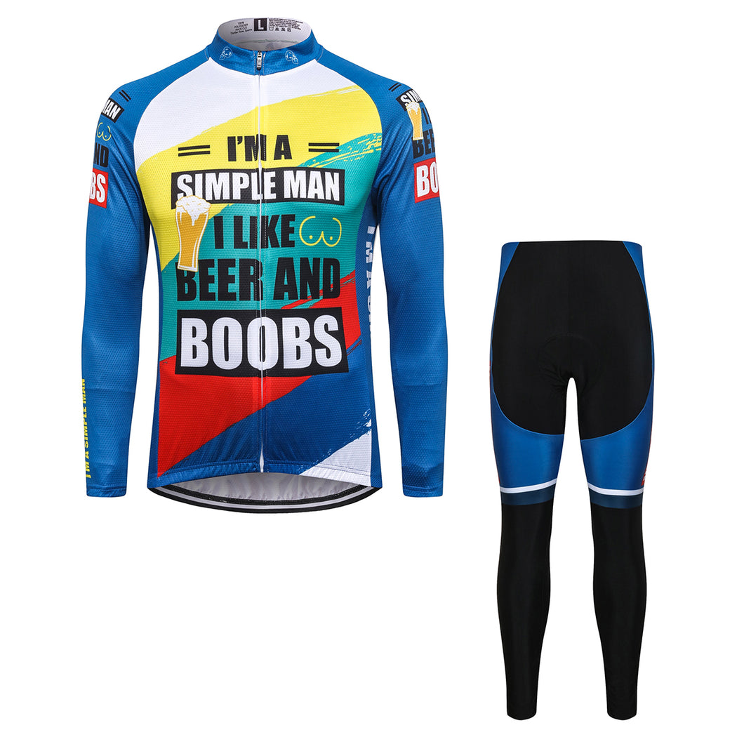 Thriller Rider Sports Bicycle Clothing Mens Cycling Jersey Long Sleeve and Trousers Kit(I'm a Simple Man)