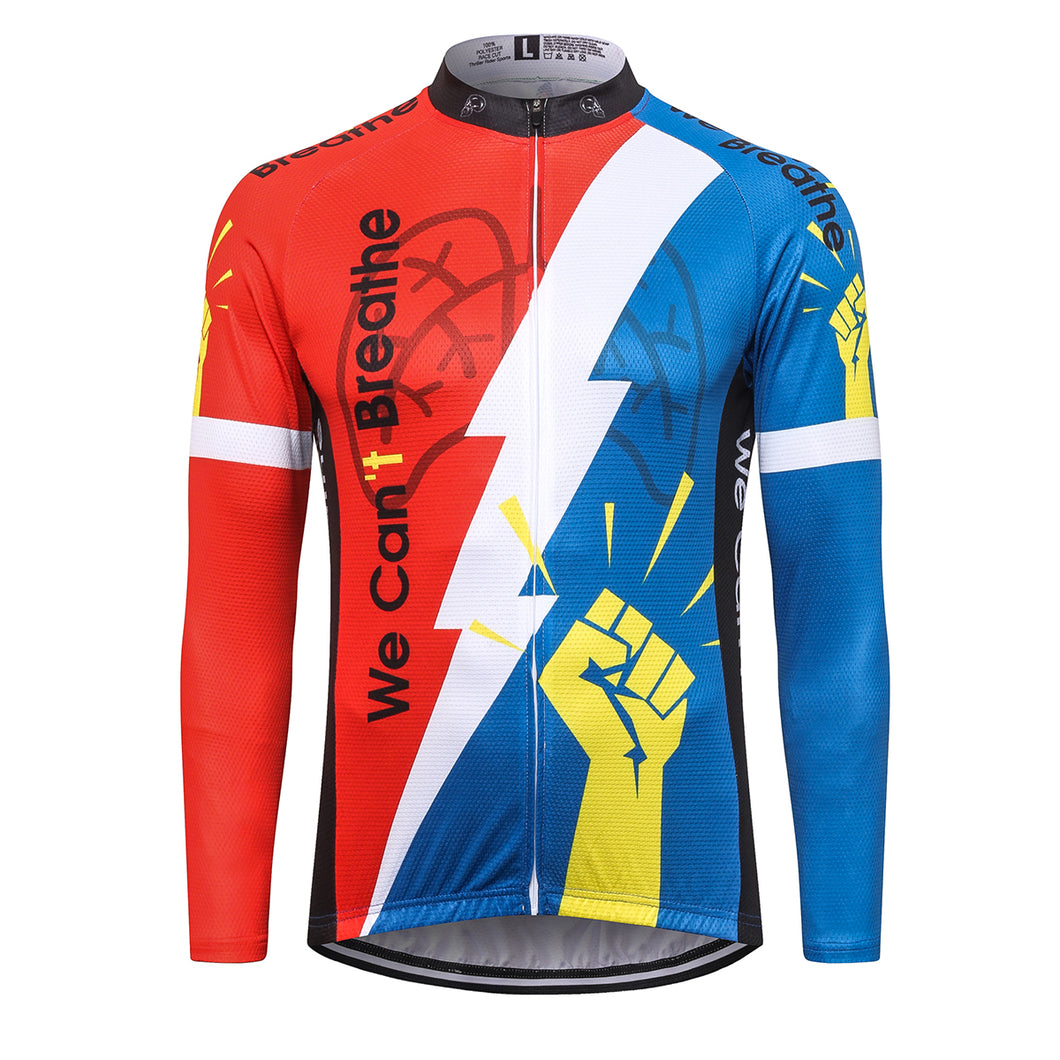 Thriller Rider Sports Bicycle Clothing Mens Cycling Jersey Long Sleeve(We Can't Breathe)