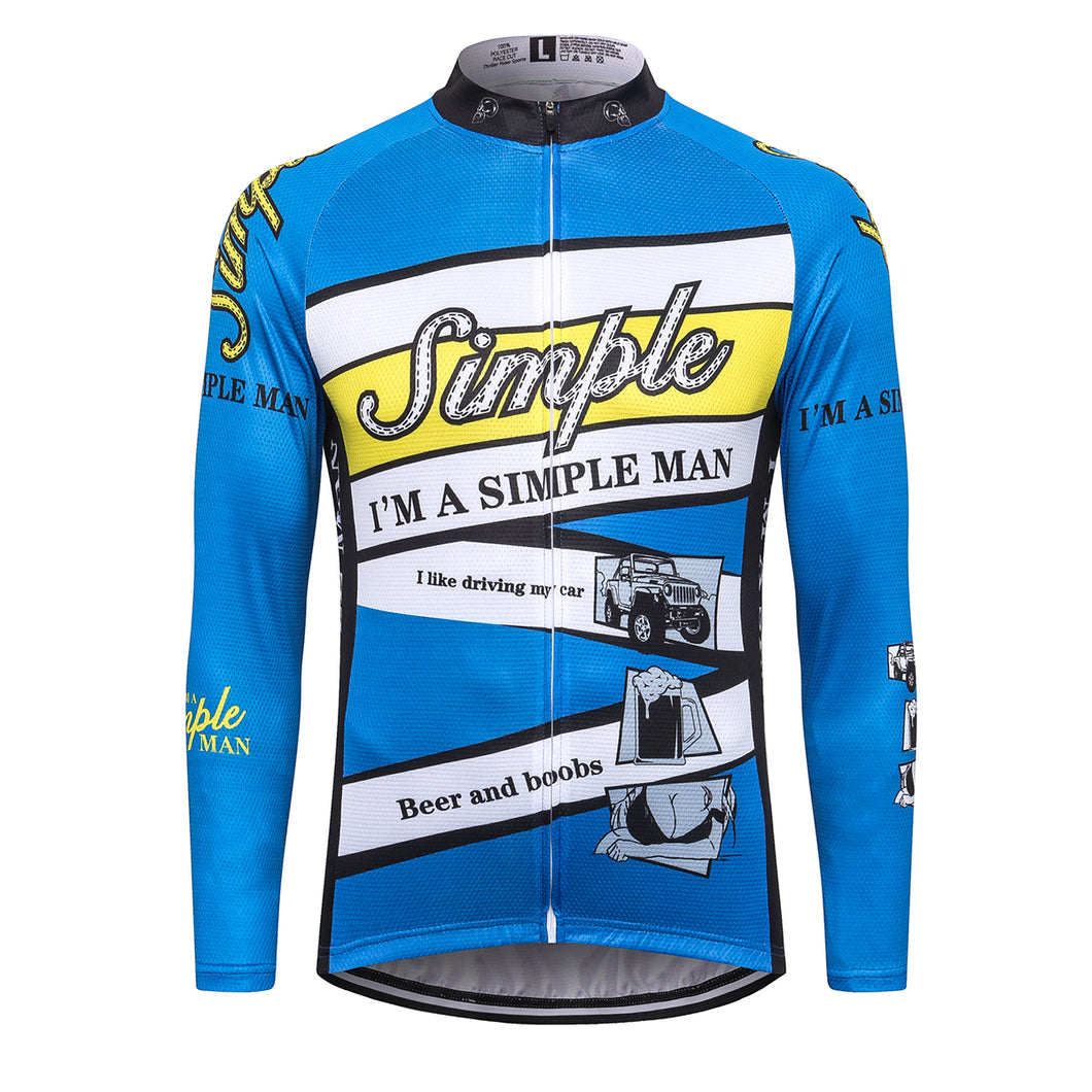 Thriller Rider Sports Bicycle Clothing Mens Cycling Jersey Long Sleeve(I'm Simple Man)