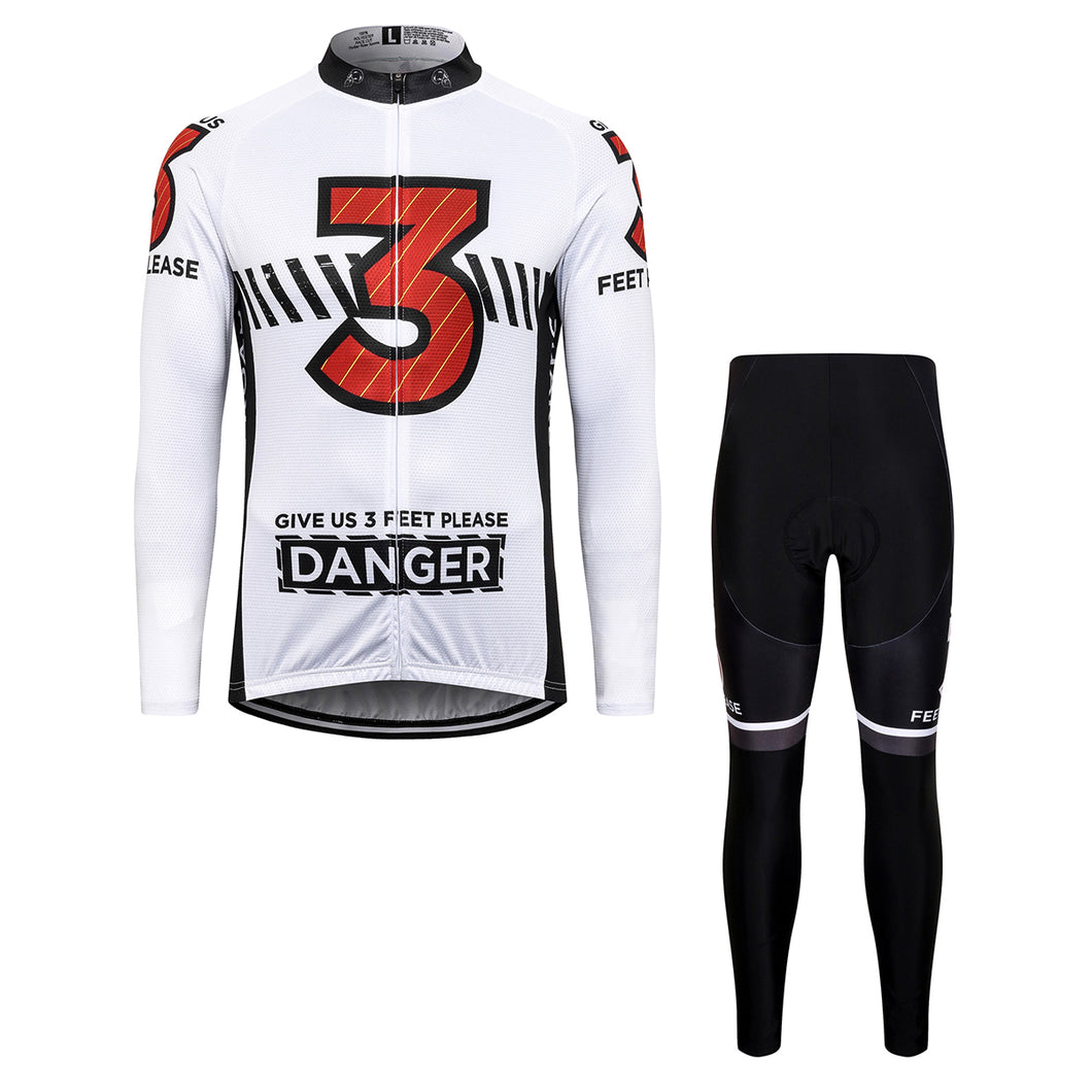 Thriller Rider Sports Bicycle Clothing Mens Cycling Jersey Long Sleeve and Trousers Kit(Give Us 3 Feet Please)