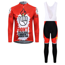 Load image into Gallery viewer, Thriller Rider Sports Bicycle Clothing Mens Cycling Jersey Long Sleeve and Bib Trousers Kit(Don&#39;t Give Me Advice)
