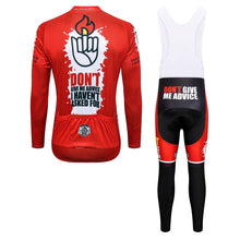 Load image into Gallery viewer, Thriller Rider Sports Bicycle Clothing Mens Cycling Jersey Long Sleeve and Bib Trousers Kit(Don&#39;t Give Me Advice)
