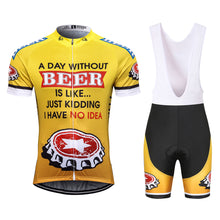 Load image into Gallery viewer, Thriller Rider Sports Bicycle Clothing Mens Cycling Jersey Short Sleeve and Bib Shorts Kit(Beer Cap)
