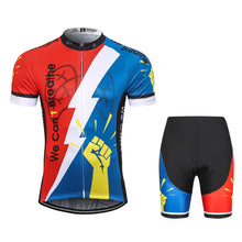 Load image into Gallery viewer, Thriller Rider Sports Bicycle Clothing Mens Cycling Jersey Short Sleeve and Shorts Kit(We Can&#39;t Breathe)
