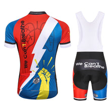 Load image into Gallery viewer, Thriller Rider Sports Bicycle Clothing Mens Cycling Jersey Short Sleeve and Bib Shorts Kit(We Can&#39;t Breathe)
