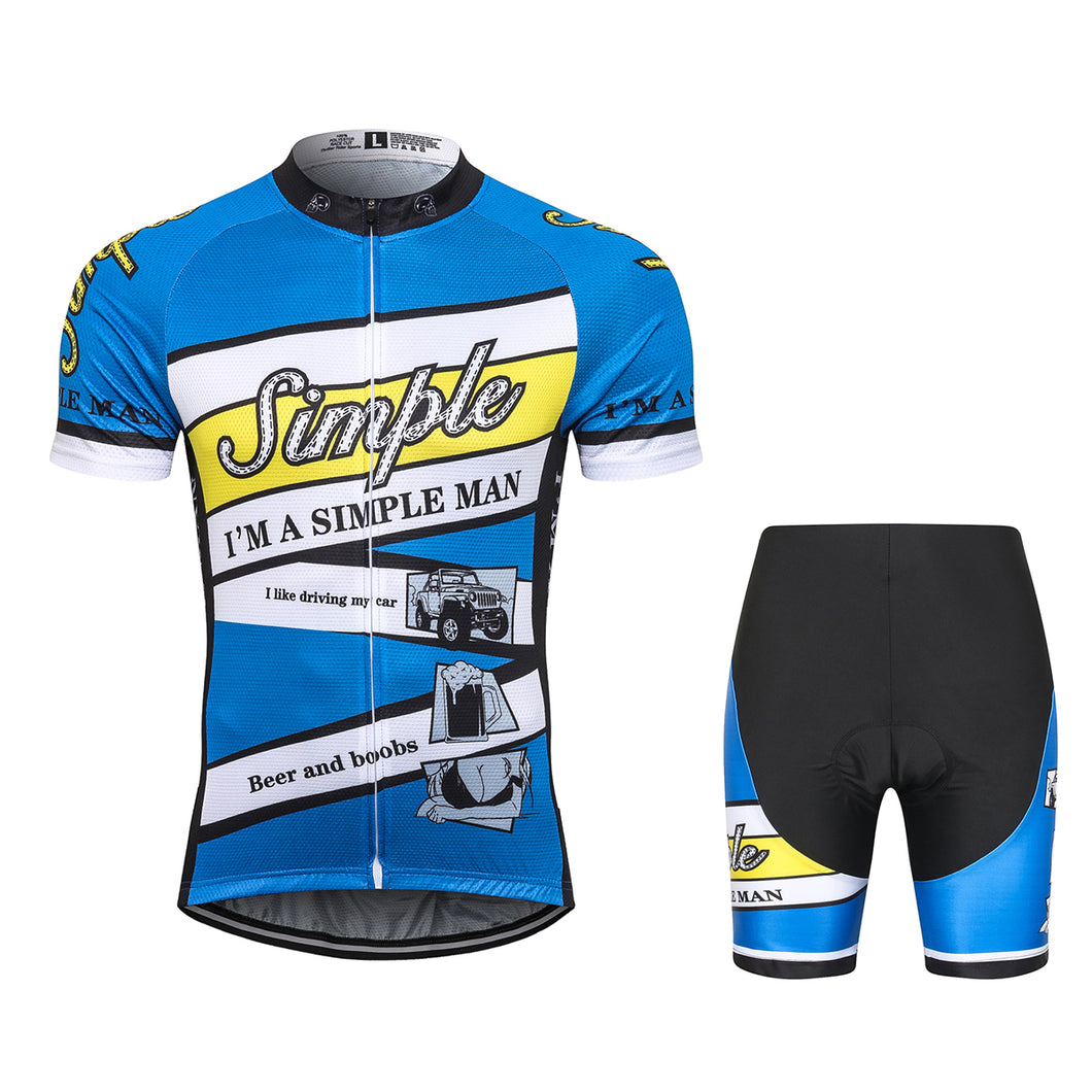 Thriller Rider Sports Bicycle Clothing Mens Cycling Jersey Short Sleeve and Shorts Kit(I'm Simple Man)