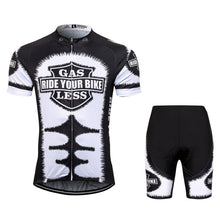 Load image into Gallery viewer, Thriller Rider Sports Bicycle Clothing Mens Cycling Jersey Short Sleeve and Shorts Kit(Gas Sucks Ride a Bike)
