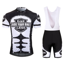 Load image into Gallery viewer, Thriller Rider Sports Bicycle Clothing Mens Cycling Jersey Short Sleeve and Bib Shorts Kit(Gas Sucks Ride a Bike)
