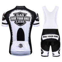 Load image into Gallery viewer, Thriller Rider Sports Bicycle Clothing Mens Cycling Jersey Short Sleeve and Bib Shorts Kit(Gas Sucks Ride a Bike)
