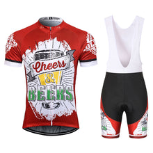 Load image into Gallery viewer, Thriller Rider Sports Bicycle Clothing Mens Cycling Jersey Short Sleeve and Bib Shorts Kit(Cheers &amp; Beers)
