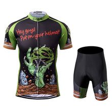 Load image into Gallery viewer, Thriller Rider Sports Bicycle Clothing Mens Cycling Jersey Short Sleeve and Shorts Kit(Hey Guys! Put on Your Helmet!)
