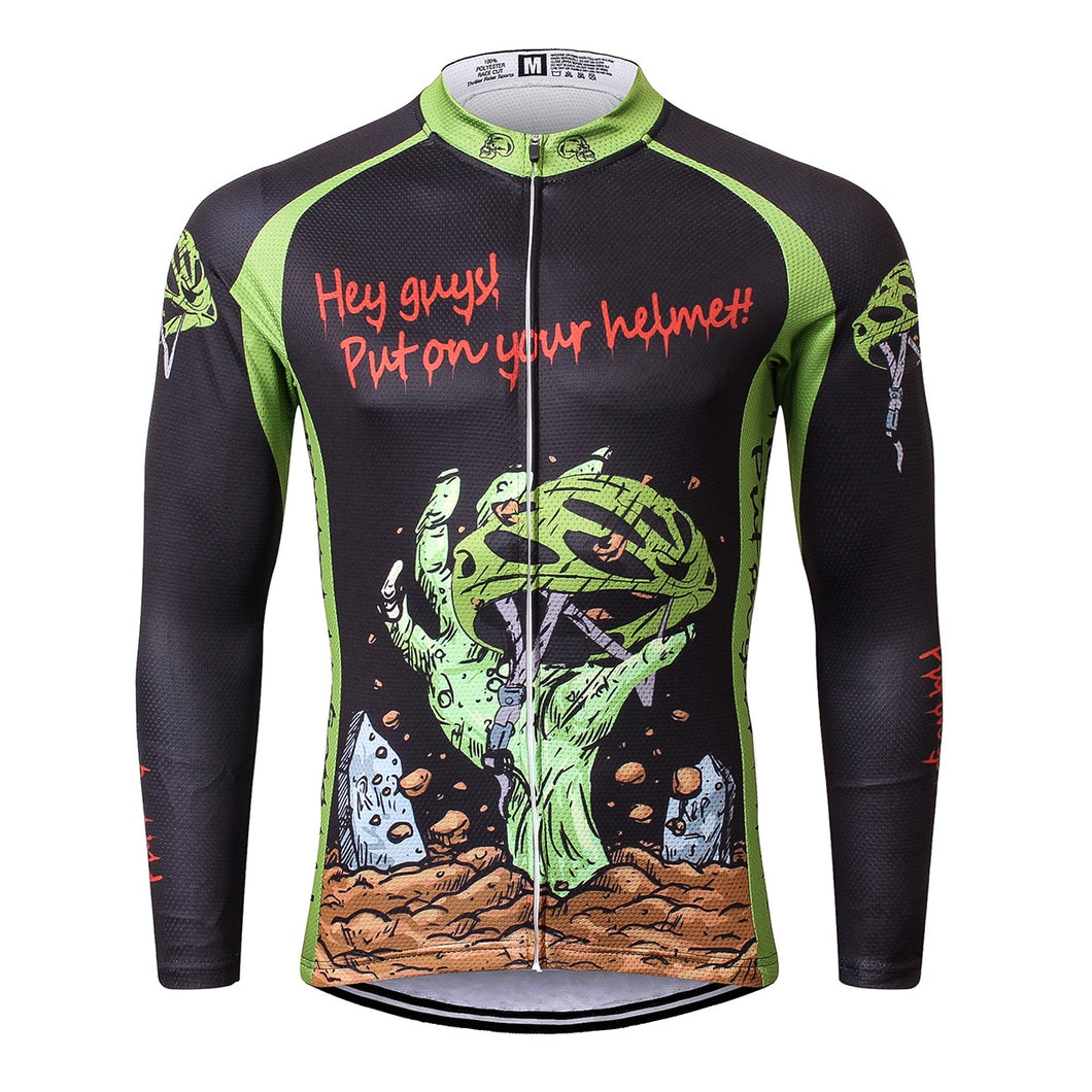 Thriller Rider Sports Bicycle Clothing Mens Cycling Jersey Long Sleeve(Hey Guys! Put on Your Helmet!)