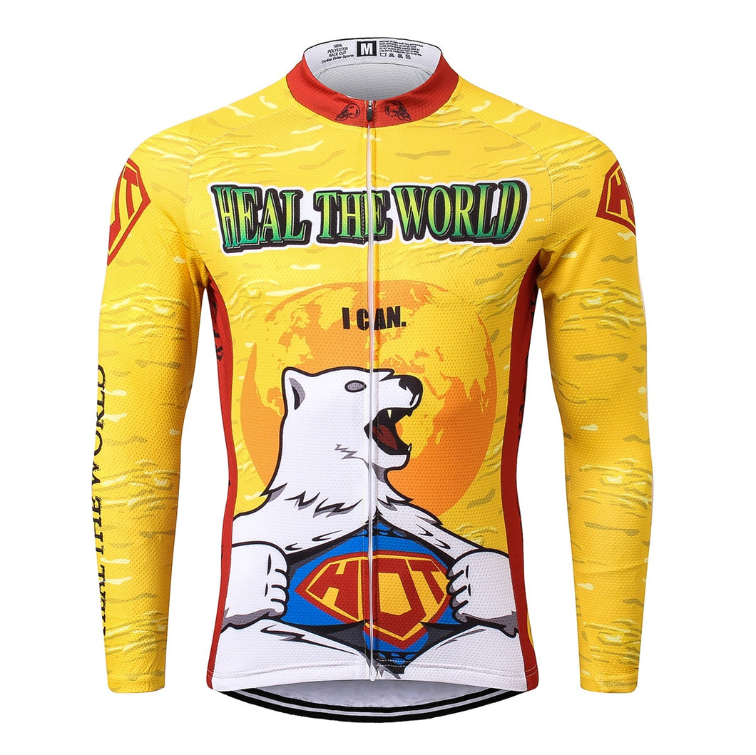 Thriller Rider Sports Bicycle Clothing Mens Cycling Jersey Long Sleeve(Heal The World)