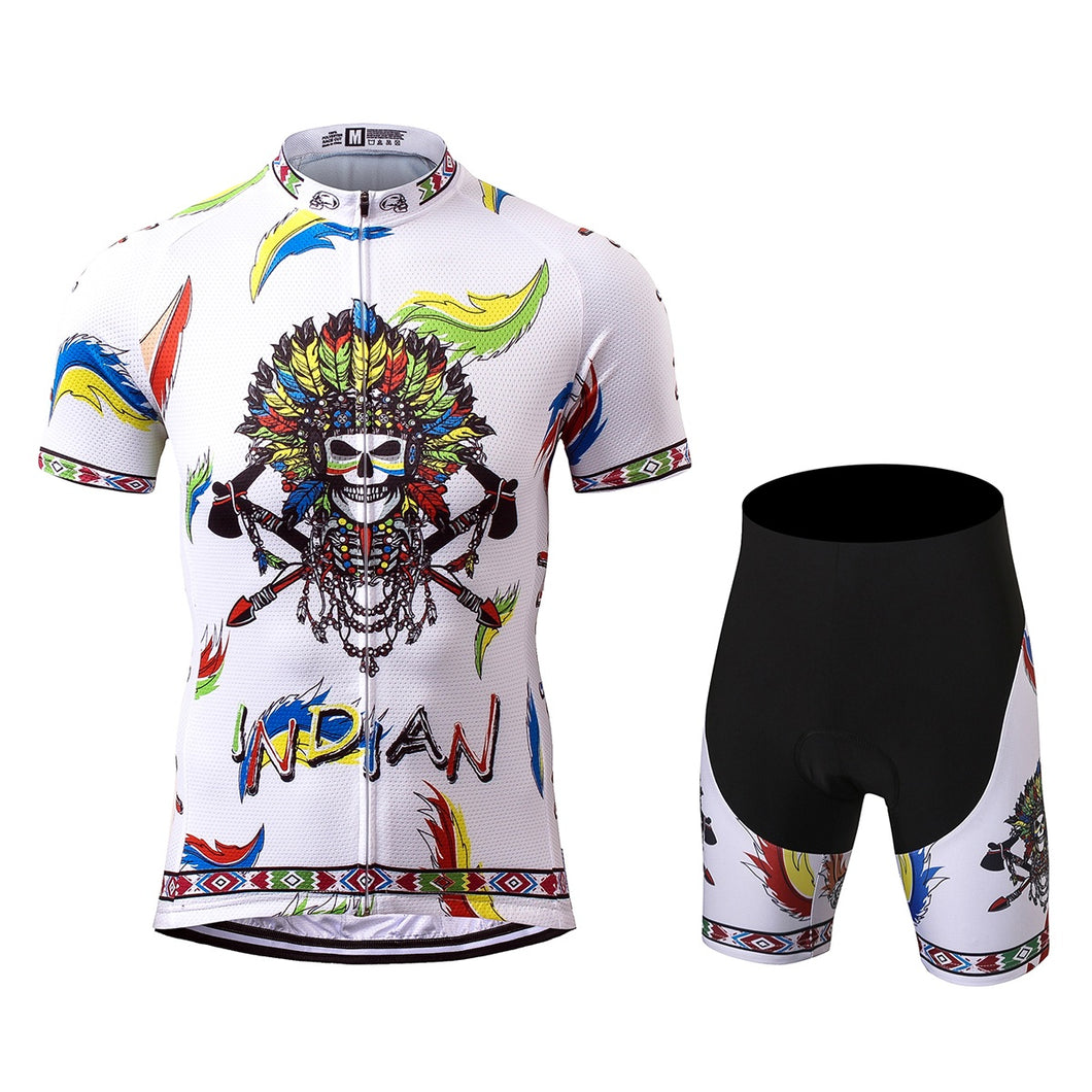 Thriller Rider Sports Bicycle Clothing Mens Cycling Jersey Short Sleeve and Shorts Kit(Indian)