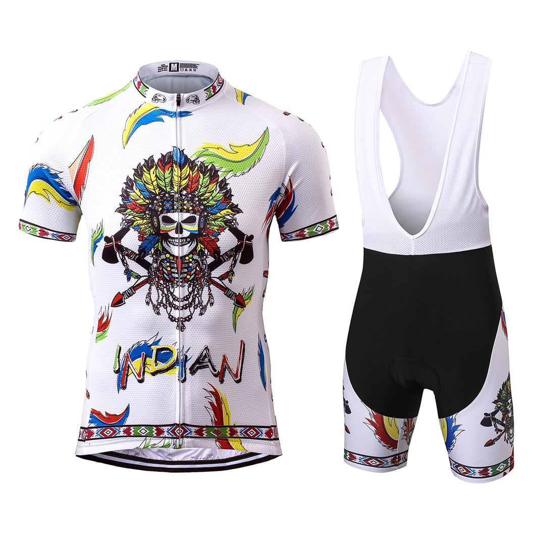 Thriller Rider Sports Ropa de Bicicleta Hombre Ciclismo Maillots y Culotte Corto con Tirantes Traje(Indian)