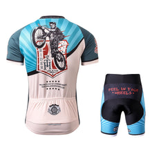 Load image into Gallery viewer, Thriller Rider Sports Bicycle Clothing Mens Cycling Jersey Short Sleeve and Shorts Kit(Feel in Your Wheels)
