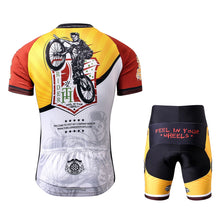 Load image into Gallery viewer, Thriller Rider Sports Bicycle Clothing Mens Cycling Jersey Short Sleeve and Shorts Kit(Feel in Your Wheels)
