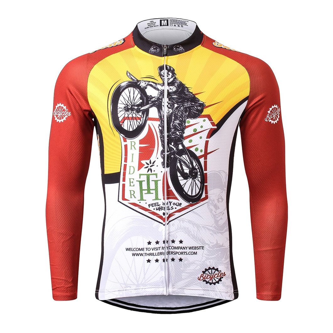 Thriller Rider Sports Bicycle Clothing Mens Cycling Jersey Long Sleeve(Feel in Your Wheels)