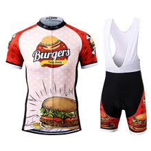 Load image into Gallery viewer, Thriller Rider Sports Bicycle Clothing Mens Cycling Jersey Short Sleeve and Bib Shorts Kit(The Burgers)
