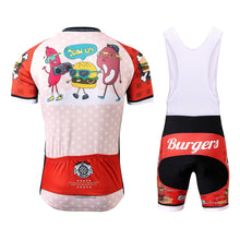 Load image into Gallery viewer, Thriller Rider Sports Bicycle Clothing Mens Cycling Jersey Short Sleeve and Bib Shorts Kit(The Burgers)
