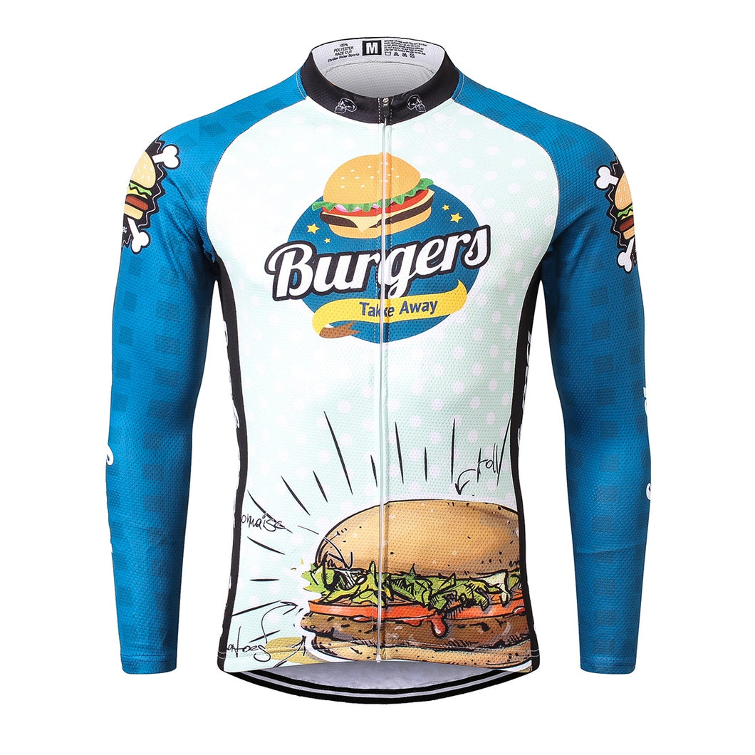 Thriller Rider Sports Bicycle Clothing Mens Cycling Jersey Long Sleeve(The Burgers)