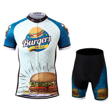 Load image into Gallery viewer, Thriller Rider Sports Bicycle Clothing Mens Cycling Jersey Short Sleeve and Shorts Kit(The Burgers)
