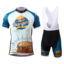 Load image into Gallery viewer, Thriller Rider Sports Bicycle Clothing Mens Cycling Jersey Short Sleeve and Bib Shorts Kit(The Burgers)
