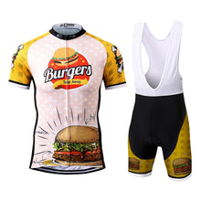 Load image into Gallery viewer, Thriller Rider Sports Bicycle Clothing Mens Cycling Jersey Short Sleeve and Bib Shorts Kit(The Burgers)
