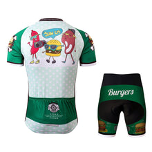 Load image into Gallery viewer, Thriller Rider Sports Bicycle Clothing Mens Cycling Jersey Short Sleeve and Shorts Kit(The Burgers)
