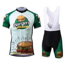 Load image into Gallery viewer, Thriller Rider Sports Bicycle Clothing Mens Cycling Jersey Short Sleeve and Bib Shorts Kit(The Burgers)
