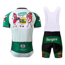 Load image into Gallery viewer, Thriller Rider Sports Bicycle Clothing Mens Cycling Jersey Short Sleeve and Bib Shorts Kit(The Burgers)
