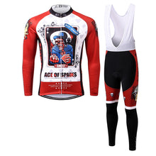 Load image into Gallery viewer, Thriller Rider Sports Bicycle Clothing Mens Cycling Jersey Long Sleeve and Bib Trousers Kit(Ace of Spades)
