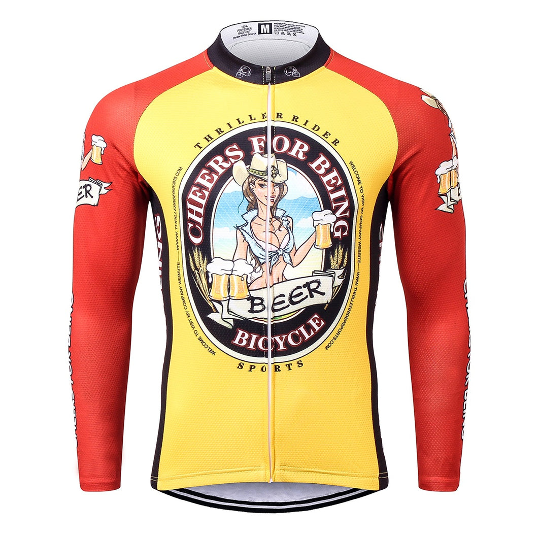 Thriller Rider Sports Bicycle Clothing Mens Cycling Jersey Long Sleeve(Cheer for Being)