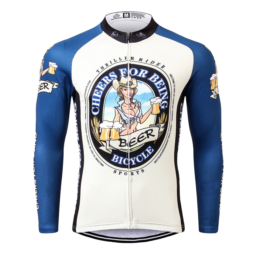 Thriller Rider Sports Bicycle Clothing Mens Cycling Jersey Long Sleeve(Cheer for Being)