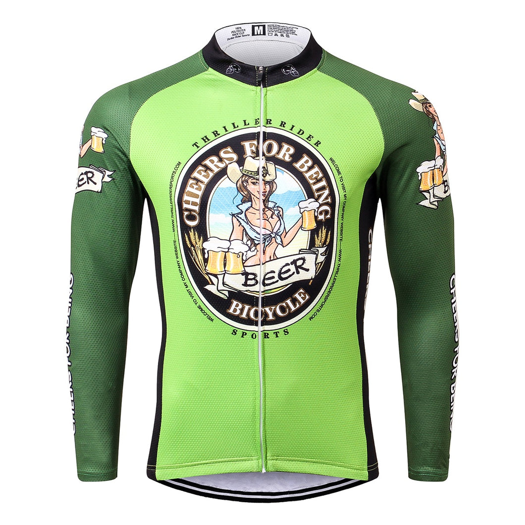 Thriller Rider Sports Bicycle Clothing Mens Cycling Jersey Long Sleeve(Cheer for Being)