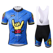 Load image into Gallery viewer, Thriller Rider Sports Bicycle Clothing Mens Cycling Jersey Short Sleeve and Bib Shorts Kit(Aloha)
