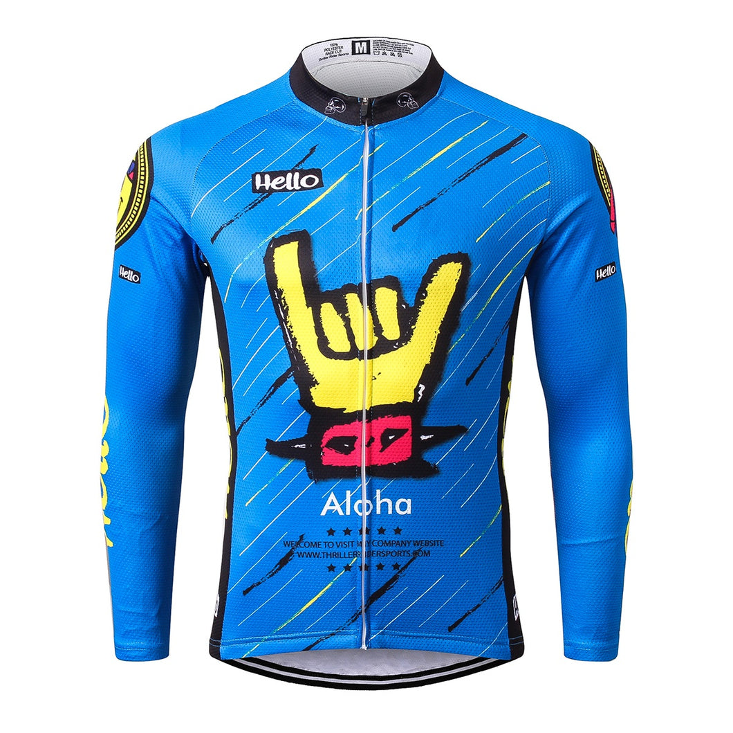 Thriller Rider Sports Bicycle Clothing Mens Cycling Jersey Long Sleeve(Aloha)