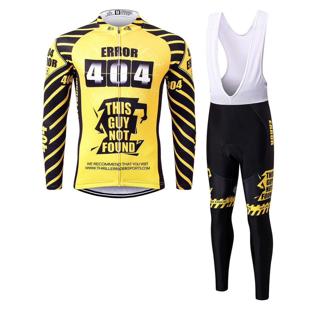 Thriller Rider Sports Bicycle Clothing Mens Cycling Jersey Long Sleeve and Bib Trousers Kit(Error 404)