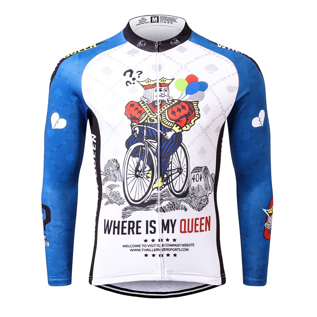 Thriller Rider Sports Bicycle Clothing Mens Cycling Jersey Long Sleeve(Where is My Queen)